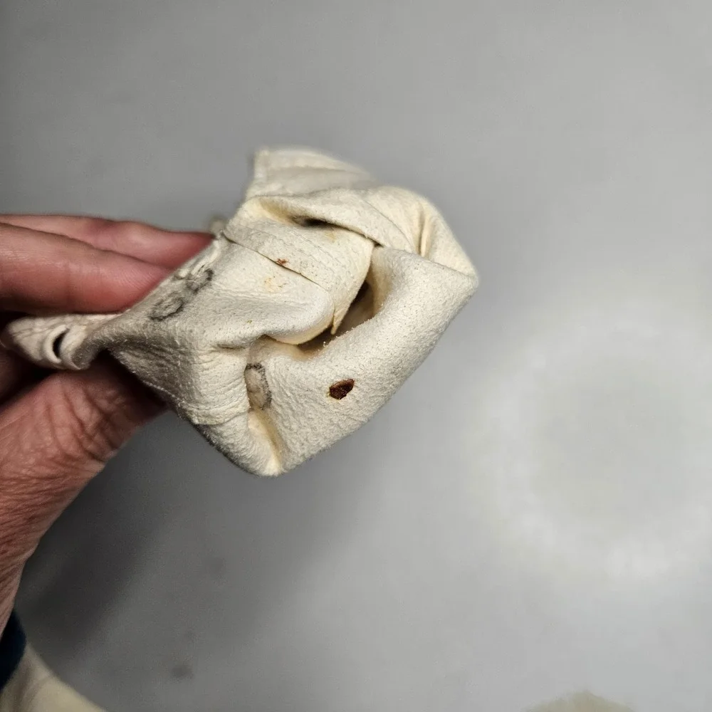 Vintage Macy Associates White Leather Gloves Made in Italy Pearl Button Size 6.5